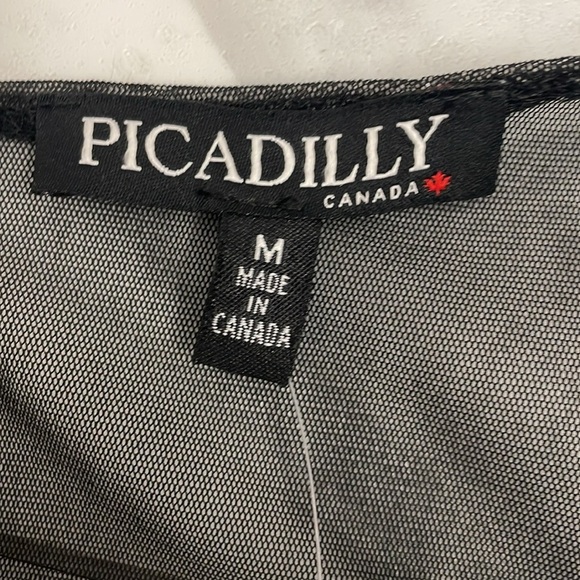 Picadilly Sleeveless Lite Grey/Black Sheath Dress Sheer shoulders & Back Sz.M - Picture 11 of 14